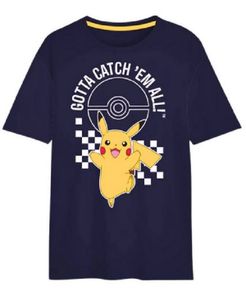 Pokemon - Pikachu- T-Shirt - Unisex - Kinder - Teenager - Kurzarm - Marine - Size 134/140