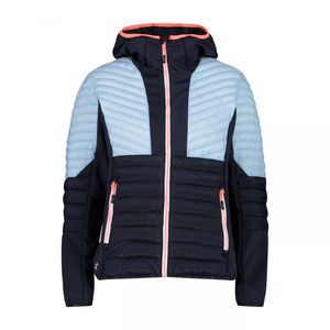 Cmp Woman Jacket Fix Hood Hybrid N950 Black Blue 36