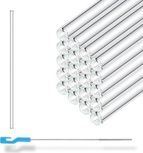 HALM Glasstrohhalm 50x15cm inklusive Profi Reinigungsbürste 50 Stück