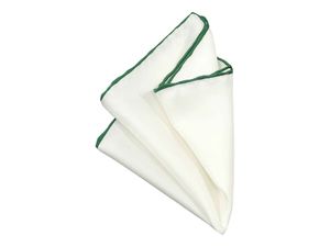 Einstecktuch aus Seide reinweiß handrolliert 30 x 30 cm - Weiß Grün