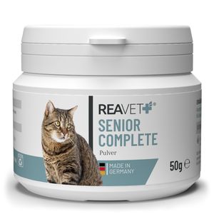 REAVET Senior Complete Pulver für ältere Katzen, reicht 3 Monate, Mineralien, Aminosäuren & Vitamine für alte Katze