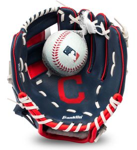 Franklin 9,5 Inch Youth MLB Glove and Ball Set Team Indians