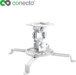 conecto CC50280 Deckenhalterung für Beamer, neigbar: -15° bis +15°, schwenkbar: 360°, drehbar: 360°, Deckenabstand: 150mm, Traglast: max. 13,5kg, universeller Montagebereich: 54-320 mm, weiß