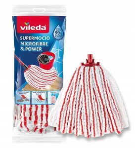 Vileda Supermocio Microfibre und Power Ersatzkopf, rot/weiß, 25 x 15 x cm