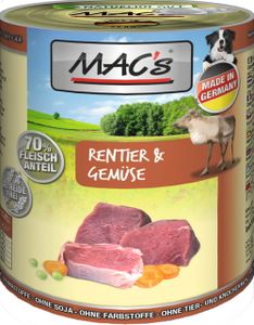 MAC's Dog Hundefutter Rentier & Gemüse Nassfutter 12x800g getreidefrei