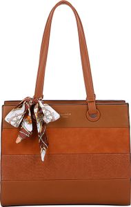Gallantry, Damen-Handtasche mit Materialmix & Schal, Hellbraun
