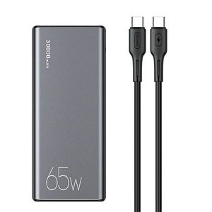 USAMS Powerbank PB59 30000mAh 65W 2xQC3.0+PD Fast Charge czarny/schwarz CMXLOGTC01 (US-CD165) + USB-C-USB-C Kabel