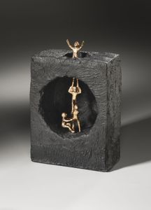 Bronzeskulptur Sich gegenseitig helfen 19 cm