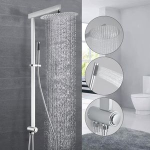 Duschsystem ohne Armatur Regendusche mit Umstellung Duschset eckig mit Kopfbrause und Handbrause Brausekopf Duscharmatur für Badezimmer