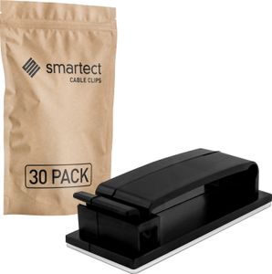 smartect Kabelhalter selbstklebend 4,6x1,8 cm zum befestigen von USB-, Strom- und Ladekabeln, Schwarz, 30 Stück
