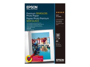 Epson Premium C13S041332 Fotopapier - DIN A4 - 210,06 mm x 296,93 mm - 251 g/m² Grammage - Semi-gloss - 20er Blatt