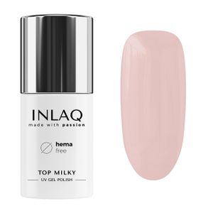 INLAQ® HEMA Free Top Milky 6ml - Gellack UV Top Coat Gel mit milchiger Farbüberlackierung 20% Deckkraft Baby Boomer - UV Gel Nagellack Farbe Nude