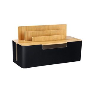 Aufbewahrungskorb,Storage basket,30*13*16cm,Mit Deckel,Dient zum Verlegen von Datenkabeln und Stromkabeln, Steckdosenaufbewahrung,Schwarz