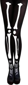 Oblique Unique Skelett Strumpfhose Knochen Halloween Kostüm - schwarz weiss