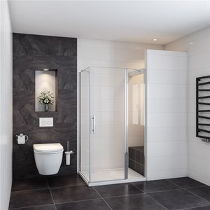 Duschtürx Seitenwand :120x90xH.195cm Eckig Duschkabinen 6mm NANO ESG-Glas eckdusche Drehtür Duschabtrennung Schwingtür