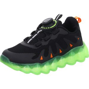 Sneakers Jungen-Sneaker-Slipper-Klettschuh Schwarz-Grün-Orange, Farbe:schwarz, EU Größe:32