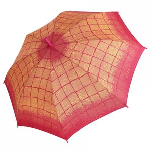 Esprit Stockschirm Regenschirm Damen Automatik Karo Pink Gelb