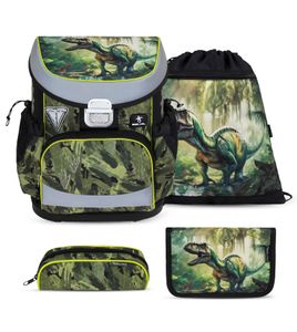 Belmil Schulranzen Set MINI FIT 2024 Lost World (Motiv: Dino Dinosaurier) für Jungen ab 1. Klasse Grundschule Einschulung