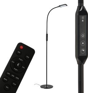 LED stojací lampa BRILONER OFFICE REMOTE, dálkové ovládání, stmívatelná, regulace teploty barev CCT, dotyková funkce, černá, 24 x 140 cm