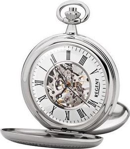 Regent Taschenuhr verchromt analog Mechanik silberfarben P-704
