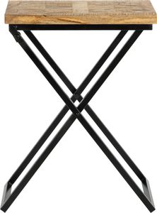 WOMO-DESIGN odkládací stolek Beino 48x35x63 cm, přírodní/černá barva, ručně vyrobený z masivního mangového dřeva, kovový rám, průmyslový design