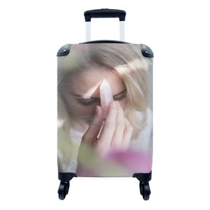 Koffer Handgepäck Fotokoffer Trolley Rollkoffer Kleine Reisekoffer auf Rollen - Frau mit einem Rosenquarz auf der Stirn 35x55x20 cm