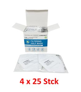 CRDLIGHT 100 x  FFP2 Maske Mundschutz Atemschutzmaske  atmungsaktives Vlies | Weiß