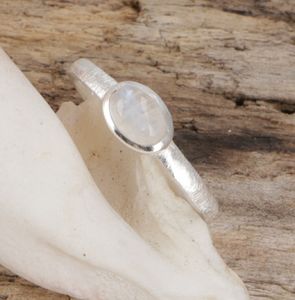 Stapelring, Silberring, Boho Style Ring Modell 1 - Mondstein, Silber-Farben, SterlingSilber, Größe: 56, 0,7*1 cm