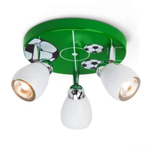BRILLIANT LED Spotrondell Soccer | stropní světlo vhodné pro děti | 3 plameny | kov | zelená/černá/bílá | otočné hlavy | 3x GU10 max. 3 W
