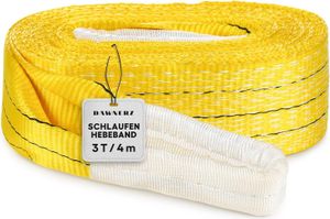 Dawnerz Schlaufen-Hebeband 3000 kg Direkt WLL, 4m - Schwerlast Hebegurt aus Polyester - Zweilagige Hebeschlinge mit Verstärkten Endschlaufen Dawnerz Schlaufen-Hebeband 3000 kg Direkt WLL, 4m - Schwerlast Hebegurt aus Polyester - Zweilagige Hebeschlinge mit Verstärkten Endschlaufen