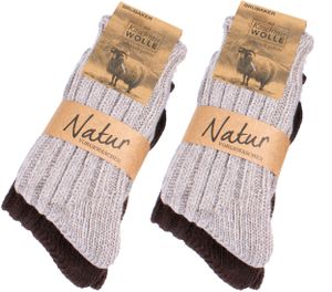 BRUBAKER 4 páry kašmírových ponožek pro muže a ženy - teplé ponožky s 48 % ovčí vlny a 40 % kašmíru, béžové a hnědé, velikost: 39-42