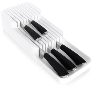 Vilde Schubladeneinsatz | Schubladen-Organizer für die Küche | Messerblock weiß aus Kunststoff mit 18 Schlitzen