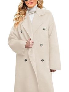 Damen Trenchcoats Doppeltreihige Jacke Casual Übergangsmantel Knopfleiste Winter Mantel Weiß,Größe M
