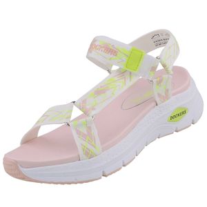 Dockers by Gerli Damen Plateau Sandalen Weiß/Neon Gelb