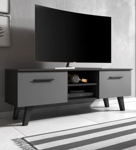TV Lowboard Nord in schwarz und grau skandinavisch TV Unterteil 140 x 52 cm Fernsehtisch