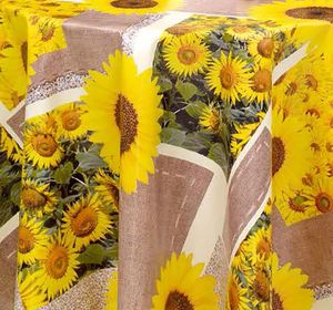 PVC Tischdecke Sunny 2 Wachstuch - Breite & Länge wählbar - abwaschbare Tischdecke - Sonnenblume gelb braun, Größe:90 x 90 cm