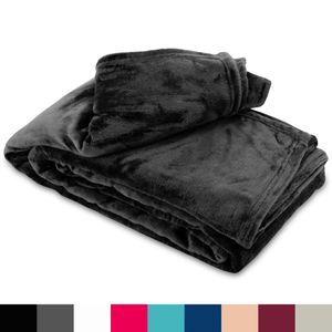 Fleece Kuscheldecke 270x230 cm Flauschiges Polyester Schwarz Kuschelig Warm Tagesdecke
