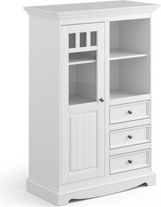 Belluno Elegante Massivholz Vitrine Weiß