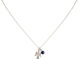 Gemshine - Damen - Halskette - Anhänger - Engel - Schutzengel - 925 Silber - Saphir - Blau - 1,3 cm