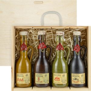 Set mit 4 Jaros Mets (Honigwein 3x Dwójniak-Halber / Trójniak-Drittel) Geschenkset in einer leichten Holzbox | 1000ml | 13-16% Alkohol Metwein | Polnische Produktion