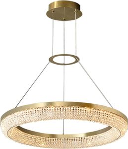 Moderne Kristall Kronleuchter, Ring Pendelleuchten, LED Deckenleuchte (Gold)