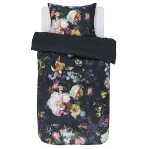 Essenza Satin-Bettwäsche Fleur, Farbe Nightblue 155x220cm+80x80