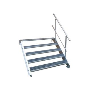 5 Stufen Stahltreppe einseitig. Geländer Breite 100cm Geschosshöhe 70-105cm