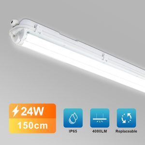 Jopassy LED Feuchtraumleuchte Wannenleuchte Tageslicht Werkstatt Leuchten Badlampe IP65 150cm Kaltweiß 2X