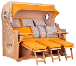 Strandkorb Baltikum XXL Bullauge Teak PE Shell Dessin 586