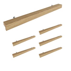 Sossai Holz Möbelgriffe aus Eiche | GAH01 | Lochabstand 224mm, Länge 304mm, 6 Stück