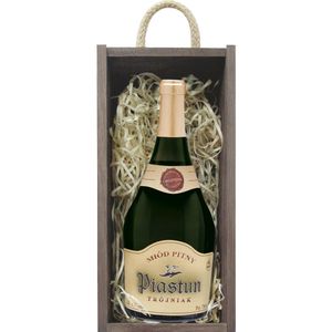 Piastun Met Trójniak-Drittel Geschenkset in einer leichten Holzbox | 750ml | 13% Alkohol Metwein | Polnische Produktion