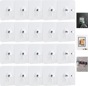 20 Stück Bilderhaken Selbstklebend Transparent Klebehaken Bilder-Haken Ohne Bohren Wandhaken Wasserdicht Bildaufhänger Selbstklebende Aufhängen Fenster für Bilder Poster Fotos Dekorative Gemälde