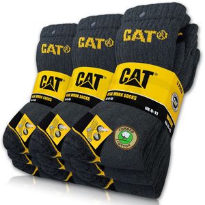 9 Paar CAT® CATERPILLAR REAL WORK SOCKS Damen Herren Arbeitssocken Business Socken Strümpfe in Grau und Größe 43-46