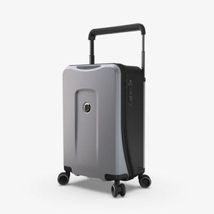 Plevo Runner Handgepäck Koffer Silber 35 l mit Powerbank Trolley Reisekoffer Hartschalenkoffer Rollkoffer